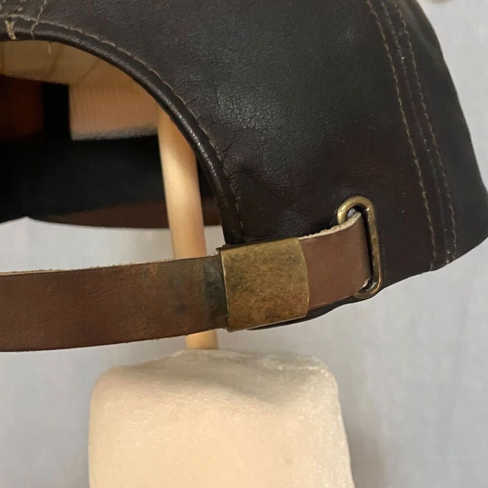 Kangol Vintage Brown Leather Strapback Dad Hat Cap Men’s Made in USA - Picture 6 of 9
